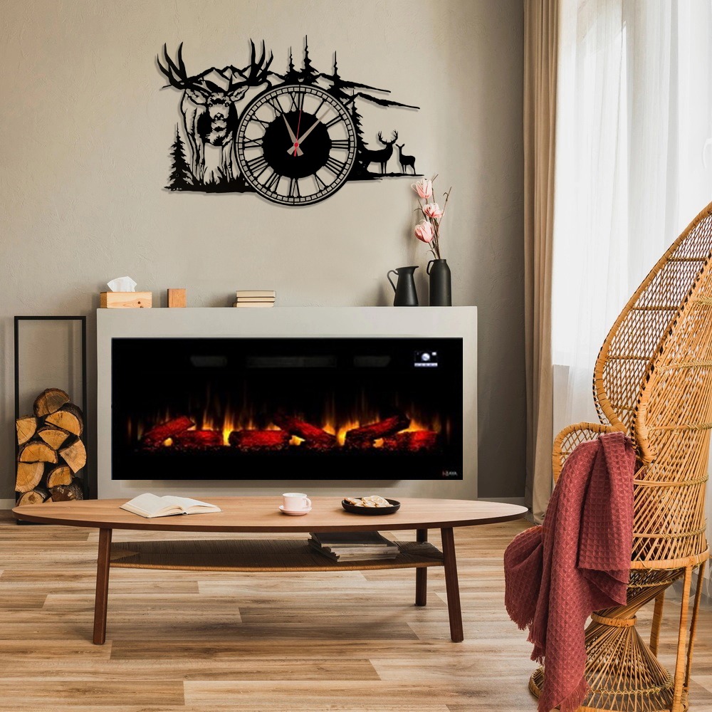 Geyik Desenli Romen Rakamlı Metal Duvar Saati (Sa011)