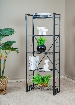 Metal Raflı 5 Katlı Kitaplık Dekoratif Çok Amaçlı Düzenleyici