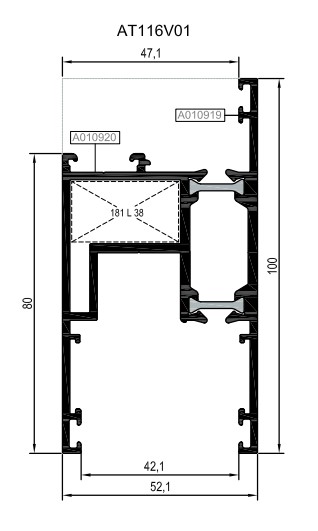 AT116V01 ALM. PROFİL 7016 TEXTURE RST116 14,8MM ISI Y. KANAT