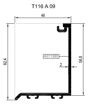T116A09 ALM. PROFİL ADAPTÖR PROFİLİ RAL 7016