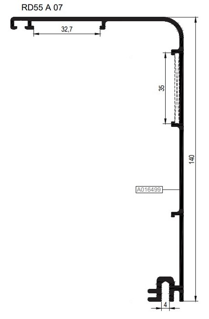 RD55 A 07 ALM. AYARLI KAPI KASA ADAPTÖRÜ 140 MM