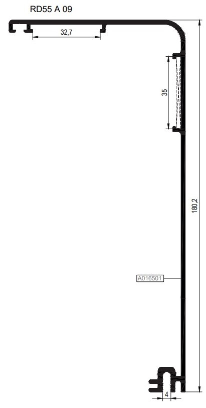 RD55 A 09 ALM.PROFİL AYARLI KAPI KASA ADAPTÖRÜ 180 MM