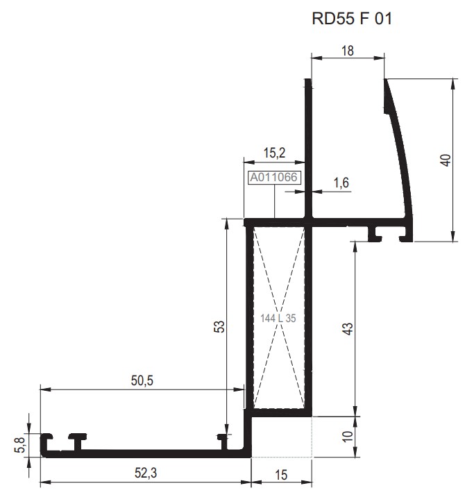 RD 55 F01 ALM.PROFİL MAT AHŞAP KASA PROFİLİ
