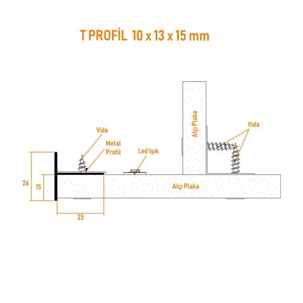 T Profili 10 X 13 X 15 Mm